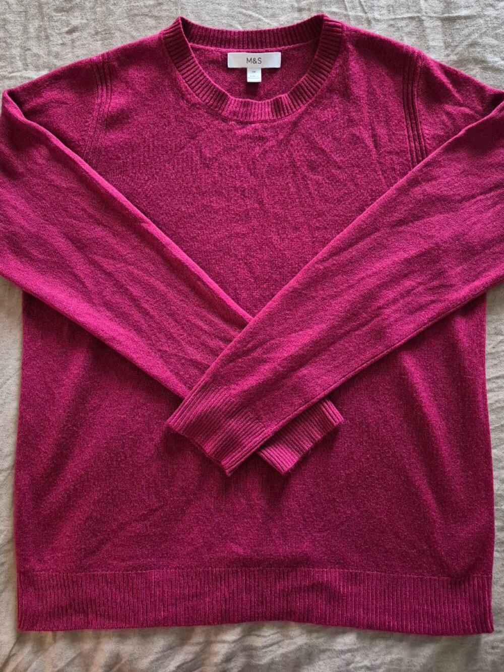 Marks & Spencer Women's Burgandy Crew Neck Sweater Size US 10 / UK 14